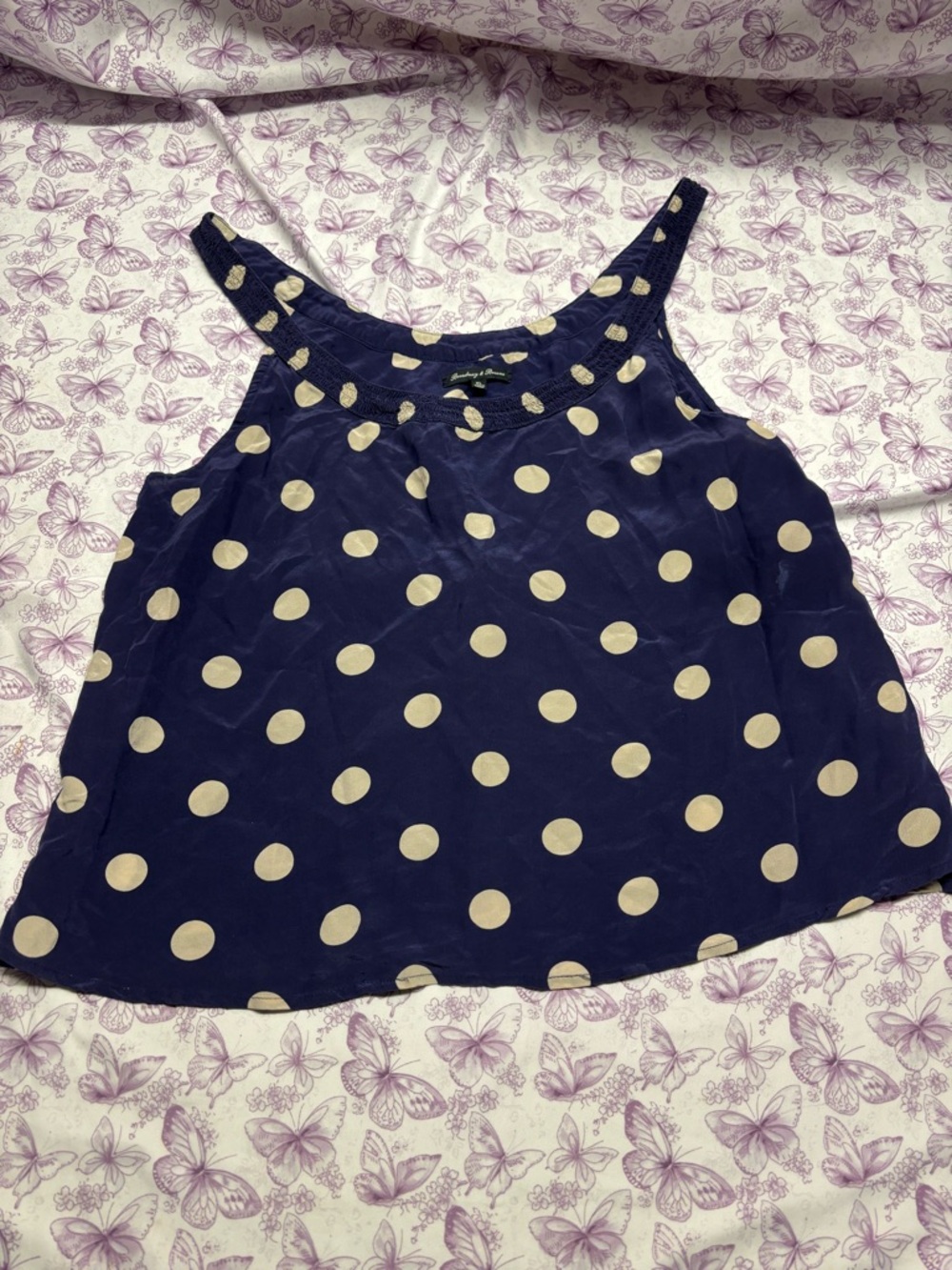 🍄Polka Dot Navy Crop Sleeveless Blouse